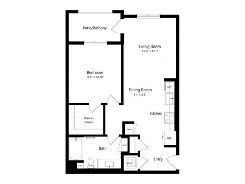a floor plan of a unit with a bedroom and a living room